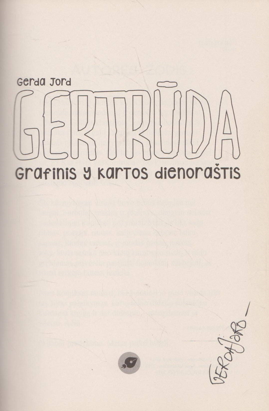 Gerda Jord - Gertrūda : grafinis Y kartos dienoraštis