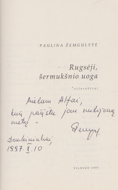 Paulina Žemgulytė - Rugsėji, šermukšnio uoga (su aut. autografu ir dedikacija)
